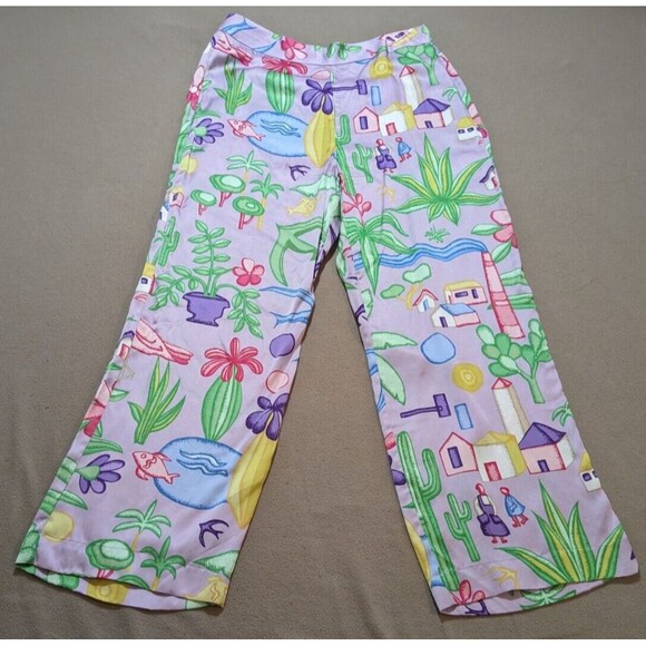 Nice Things by Paloma S. Plant & Cactus Theme Wide Leg Side Zipper Pants Size 8 - Picture 1 of 12